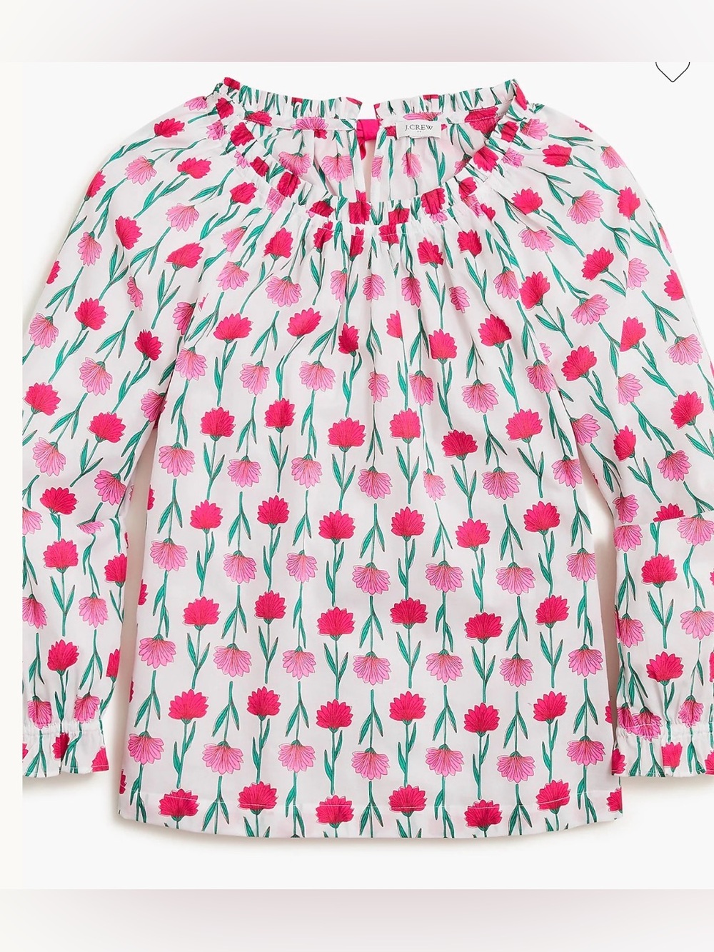 J. Crew White Top with Pink Floral Print